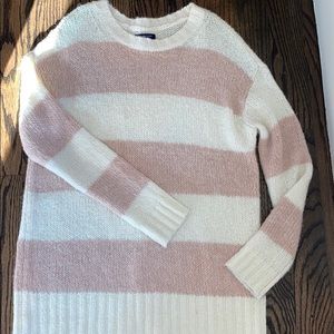 Pink and Cream Striped American Eagle Sweater